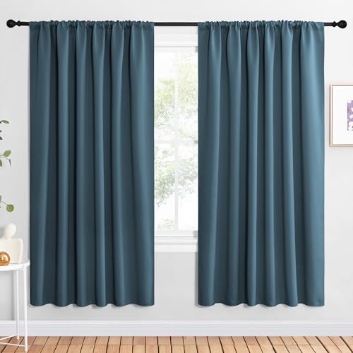2 Panels Blackout Curtains (Smoky Blue / 62"W x 72"L (Pack of 2))
