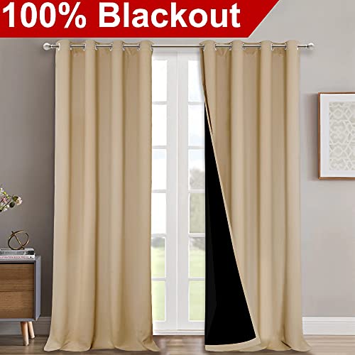 Full Shading Curtains 90 inches Long 2 Panels Set for Windows (Biscotti Beige / 52"W x 90"L (Pack of 2))
