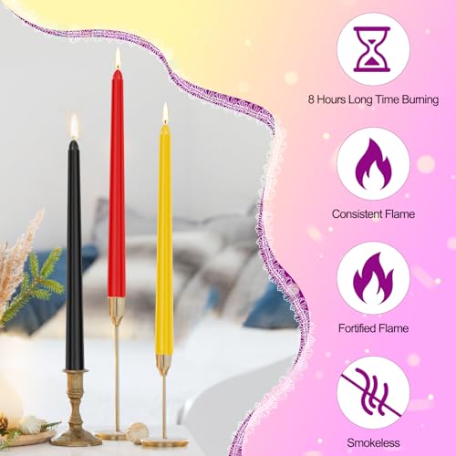 10 Inch Colored Taper Candle Sticks 24 Pack (10 inch Taper Candle-24pcs / Multicolor)