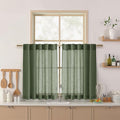 Short Linen Curtains 36 Inch Length for Kitchen Windows Over Sink Olive Green Light Filtering Back Tab and Rod Pocket Neutral Curtains for Cafe Basement 30 x 36 Inch (30"W x 36"L (Pack of 2) / Loden)