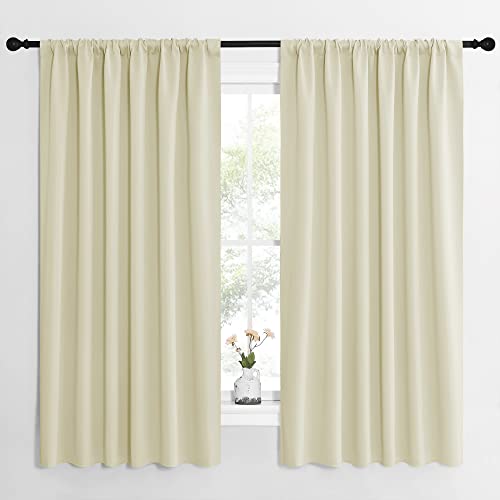 Blackout Curtains for Bedroom (Beige / 62"W x 63"L (Pack of 2))