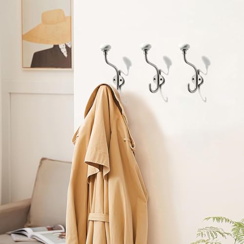 3 Pack Zinc Alloy Brushed Satin Nickel Coat Hooks Modern (Brushed Satin Nickel)