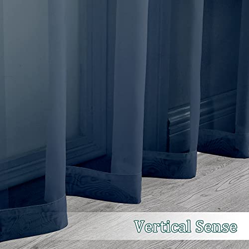 Extra Long Sheer Window Curtain Panels 120 Inch 2 PCS (Navy Blue / 42"W x 120"L (Pack of 2))