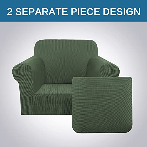 2 Pieces Armchair Cover Chair Slipcovers with Arms Furniture Protector Cover Fit Armchair Width Up to 47 Inch (Small / Bronze Green)