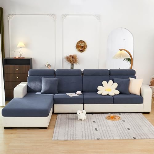 Sofa Covers Couch Covers for Sofa Pet Friendly Couch Cushion Covers Universal Sofa Covers Washable Stretch Slipcovers for Sectional Sofa (Texture Metal Gray / Headrest Cover)