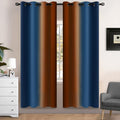 Dark Blue Burnt Orange Ombre Curtains 52x72Inch 2 (52"W x 72"L (Pack of 2) / Dark Blue and Burnt Orange)