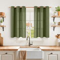 Olive Green Linen Curtains 40 Inch Length for Kitchen Window (Olive / 42"W x 40"L (Pack of 2))