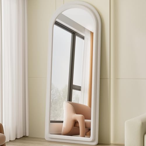 Floor Mirror Full Length Mirror with Stand (Arched - White)