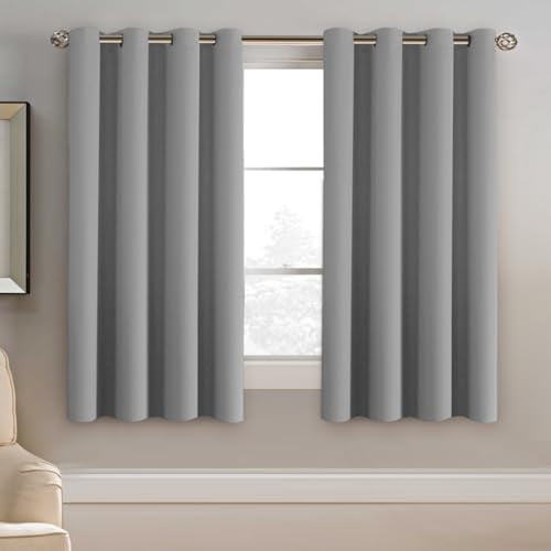 Blackout Grey Curtains 63 Inch Length Curtains for Bedroom (52"W x 63"L (Pack of 1) / Dove Gray)