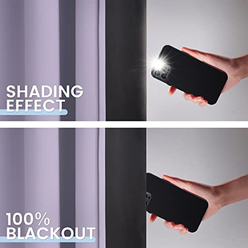 Lilac 100% Blackout Curtains Room Darkening Living Room 45 Inch (Lilac / 52"W x 45"L (Pack of 2))