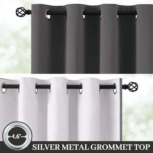 Charcoal Grey 100% Blackout Curtains 63 Inches Long 50" Wide 2 Panel (50"W x 63"L (Pack of 2) / Charcoal Grey With White Backing)