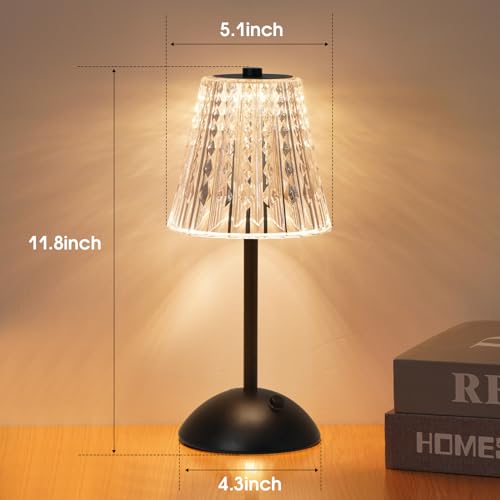 2 Pack Cordless Touch Table Lamp (Black)