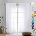 2 Panels Sheer White Curtains 72 Inches Length Window Treatment for Kitchen (White / 42"W x 72"L (Pack of 2))