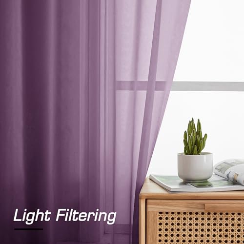 Plum Sheer Curtains 63 Inch Length 2 Panels (Plum / 42"W x 63"L (Pack of 2))