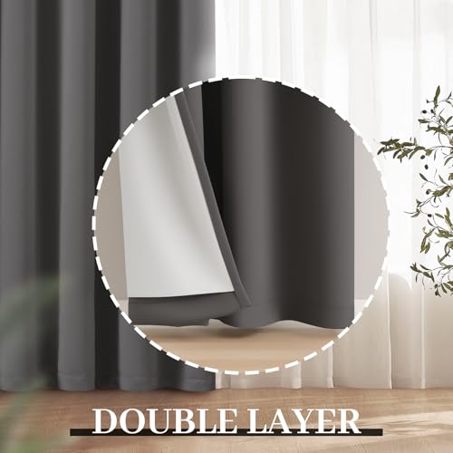 100% Blackout Curtains 52x84 inch Length Charcoal Grey (Charcoal Grey / 52"W x 84"L (Pack of 2))