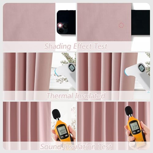 Pink 100% Blackout Linen Curtains 120 Inch 2 Panels Set for Girl's Bedroom (Pink / 52"W x 120"L (Pack of 2))