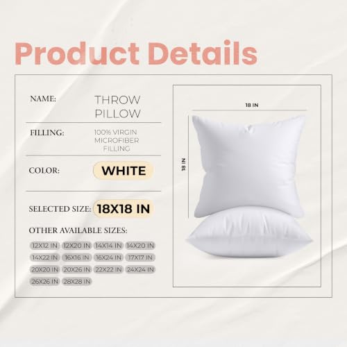 18x18 Pillow Inserts (White / 18x18 Inch)