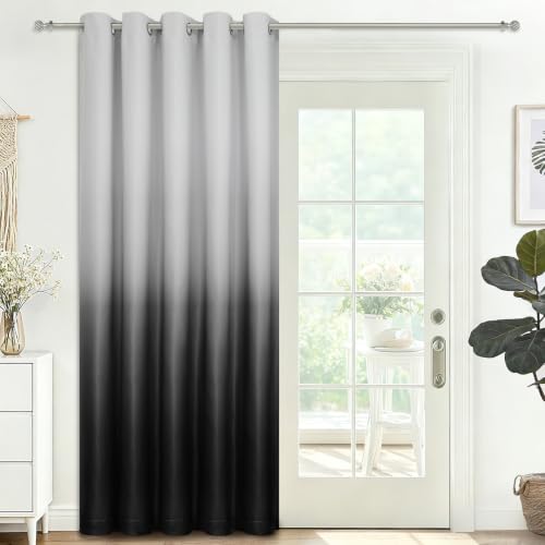 Ombre Gradient Black White to Gray Curtains for Bedroom (70"W x 84"L (Pack of 1) / Black and White)
