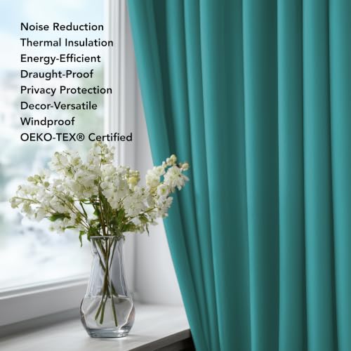 Blackout Curtains for Bedroom (Turquoise / 42"W x 84"L (Pack of 2))
