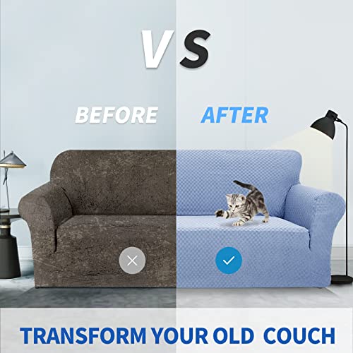 1 Piece Jacquard Chair Slipcovers for Living Room High Stretch Chair Covers with Arms Anti Slip Pets Friendly Couch Sofa Armchair Cover Furniture Protector (Small (31"-46") / Dusty Blue（see Picture）)