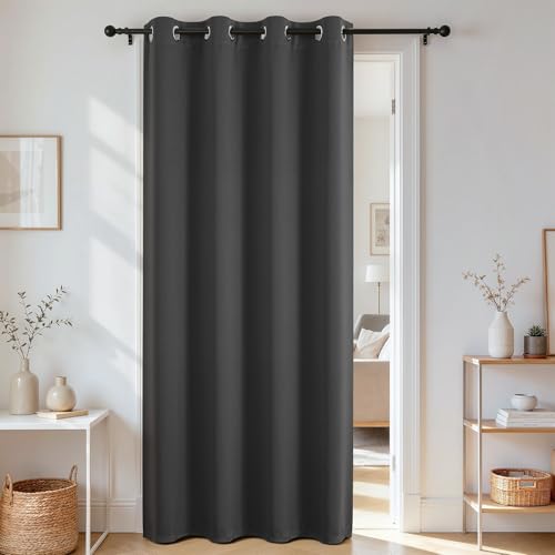 Door Curtain Blackout Curtains for Doorway Privacy Closet Drapes (Grey / 52"W x 90"L (Pack of 1))