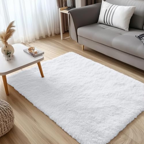 4x5 Machine Washable Accent Rug (4x5 Ft / White)