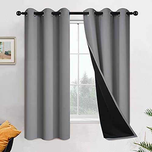 Grey Blackout Curtains 63 Inches Long for Bedroom 42" Wide 2 Panels (42"W x 63"L (Pack of 2) / Grey)