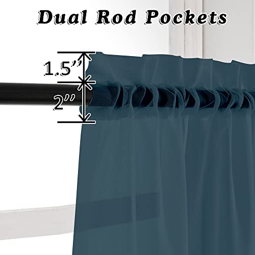 2 Panels Sheer Dusty Blue Window Curtain 96" Length for Bedroom (Dusty / 42"W x 96"L (Pack of 2))