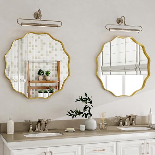Wavy Round Mirror (Gold / 20"L x 20"W)
