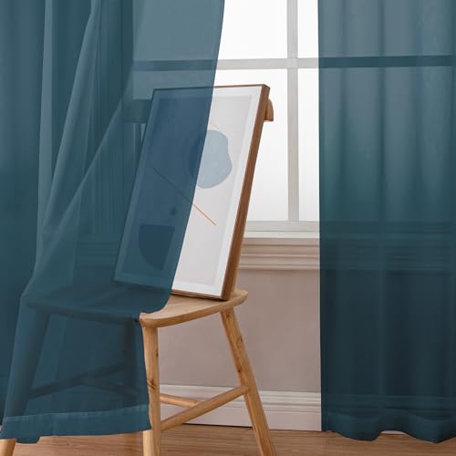 Dusty Blue Sheer Curtains 96 Inches Long (Dusty Blue / 42"W x 96"L (Pack of 2))