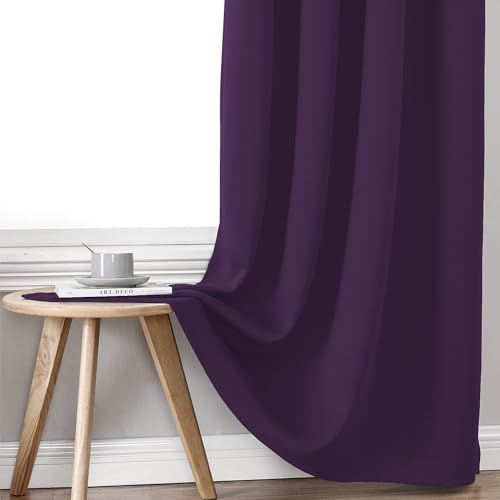 100% Blackout Curtains for Bedroom 102 Inches Long 2 Panels Set (52"W x 102"L (Pack of 2) / Royal Purple)
