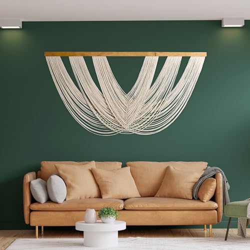 Extra Large Macrame Wall Hanging 59" x 33" (59"L x 33.5"W / Ecru)