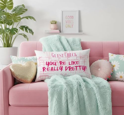 Pink Bow Inspirational Throw Pillow Covers 20x12 (Pink Bow 20x12 Inch)