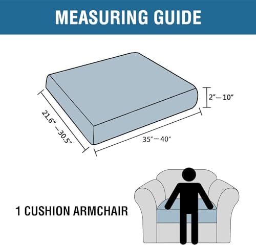 Super Stretch Individual Seat Cushion Covers Armchair Sofa Covers Couch Cushion Covers Slipcover Sets Thick Jacquard Textured Twill Fabric (Porcelain White / 1 Cushion Chair)
