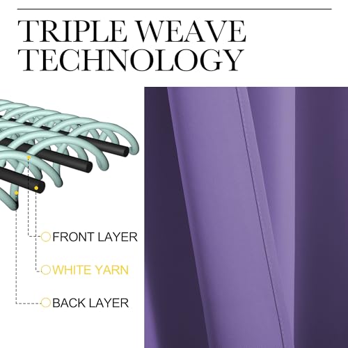 Blackout Curtains for Living Curtains (Lilac Purple / 52"W x 63"L (Pack of 2))
