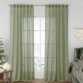 Sage Green Semi Sheer Linen Curtains 92 Inch (Sage Green / 52"W x 92"L (Pack of 2))