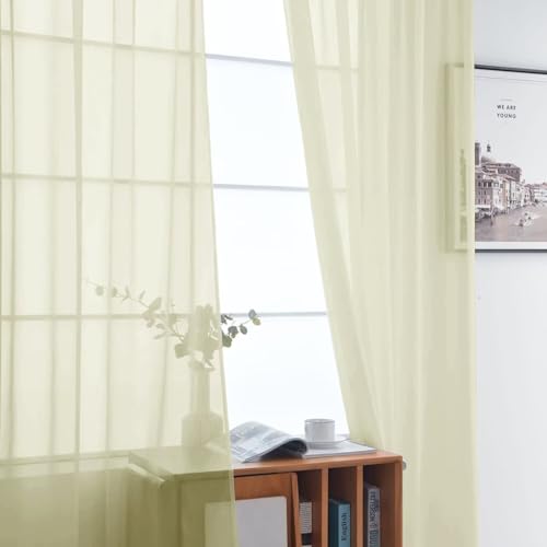 Basic Rod Pocket Sheer Voile Window Curtain Panels Sage Green 1 Pair 2 Panels 52 Width 72 Inch Long for Kitchen Bedroom Children Living Room Yard（Sage Green (Sage Green / 52"W x 72"L (Pack of 2))