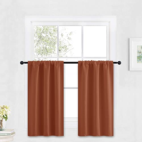 Cafe Blackout Curtains 30 inch Length (Burnt Orange / 29"W x 30"L (Pack of 2))