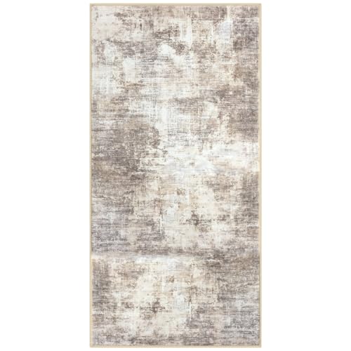 Abstract Runner Rug 2x4 Ft Entryway Rugs Washable Door Mat Indoor Entrance (Gold/Yellow/Brown/Beige/White / 2' x 4' (Rectangular))