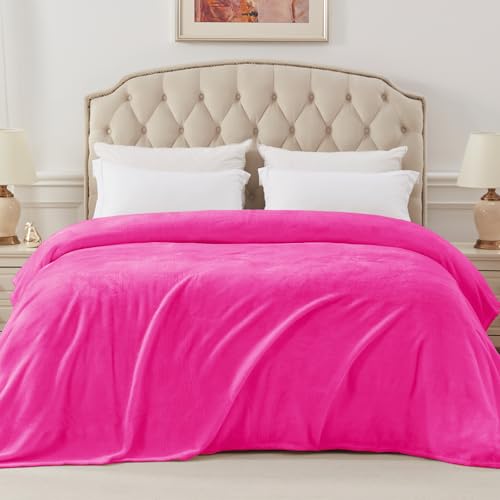 Soft Fleece Blanket King Size for Bed (Hot Pink / King (104" x 90"))