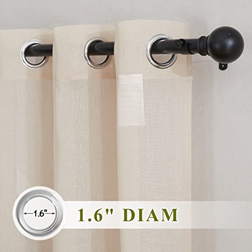 Beige Linen Sheer 48 inch Curtains (36"W x 48"L (Pack of 2) / Beige)