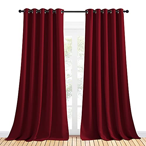 Christmas Burgundy Window Curtains Blackout Drapes (Burgundy Red / 70"W x 95"L (Pack of 2))