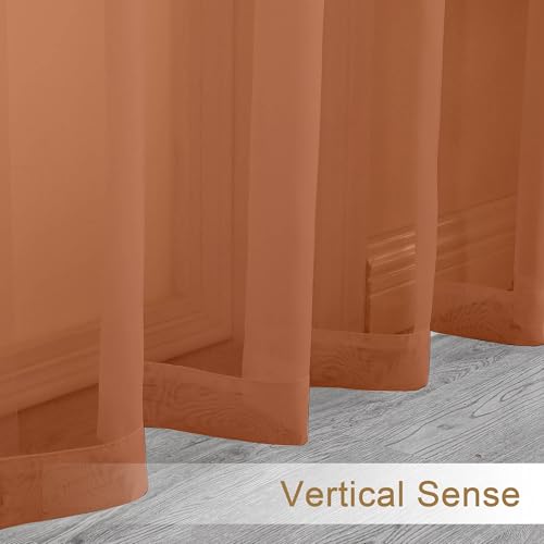 Orange Sheer Valances for Windows (Orange / 42"W x 16"L (Pack of 2))