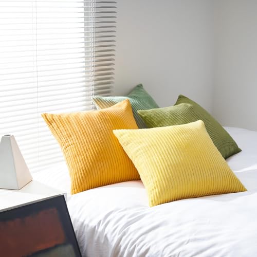 Summer Throw Pillows Covers 16x16 Inch Set of 4 (Yellow Green / 16" x 16" (Pack of 4))