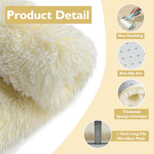 6x9 Fluffy Area Rug for Living Room (Ivory / 6' x 9' (Rectangular))