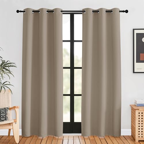 Blackout Curtains for Bedroom (Taupe / 42"W x 80"L (Pack of 2))