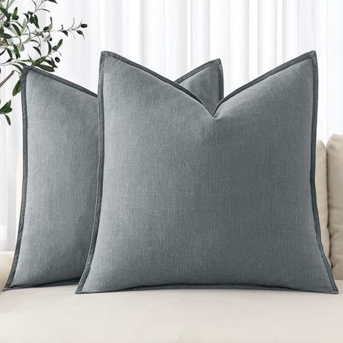 Decorative Linen Euro Sham Pillow Covers 26x26 Gray (Gray / 26" x 26" (Pack of 2))