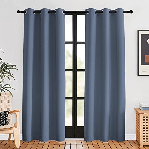 Blackout Curtains for Bedroom (Stone Blue / 42"W x 80"L (Pack of 2))