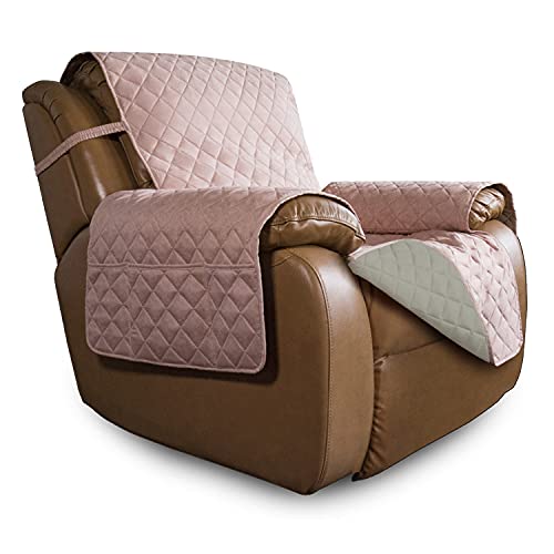 Reversible Couch Cover (Pink/Beige / Large Recliner)