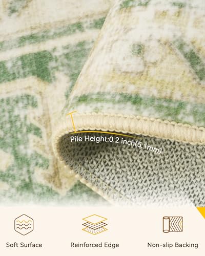 Washable Area Rug (Green/Yellow / 5' x 8' (Rectangular))
